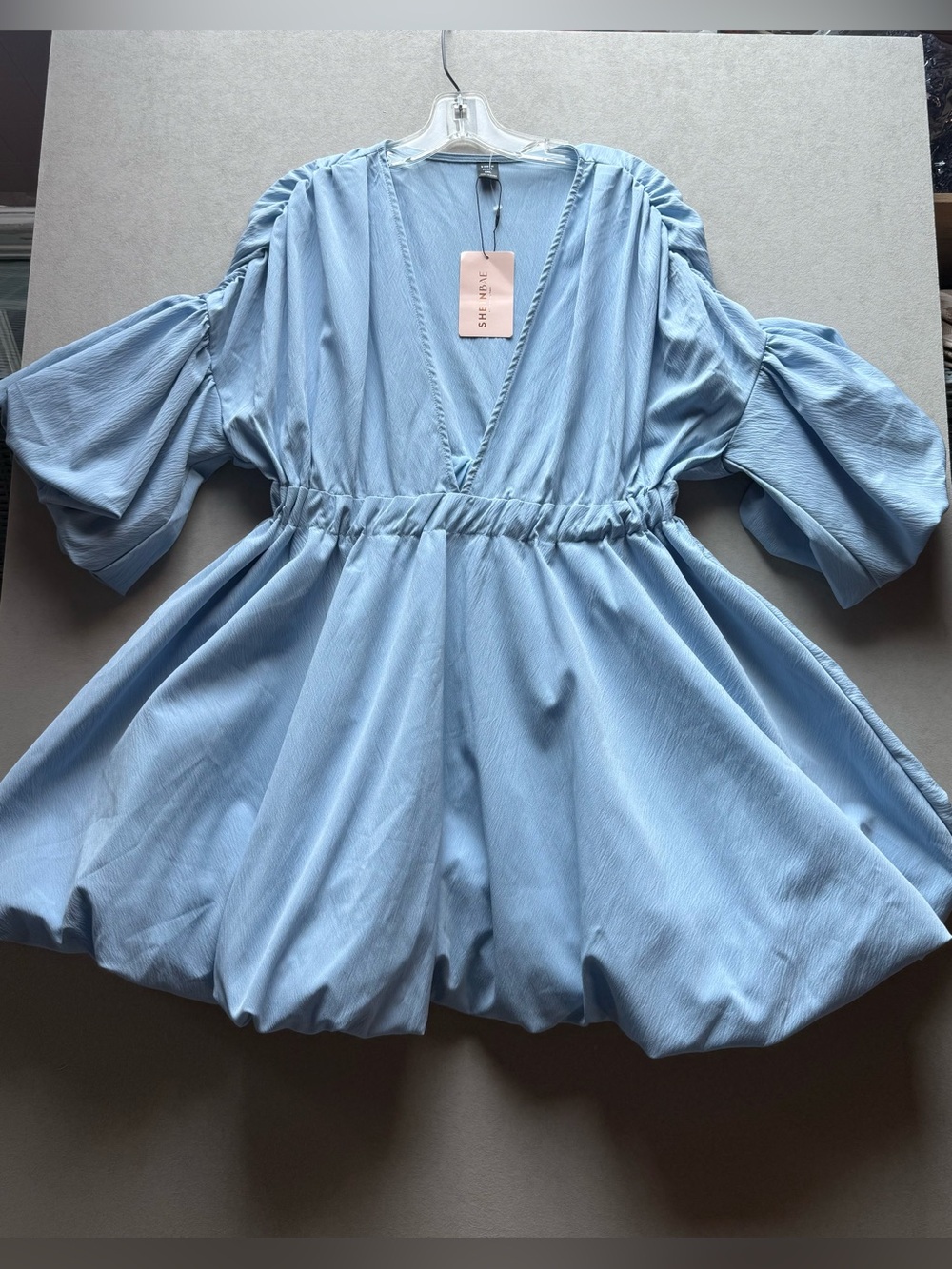 SHEIN BAE Light Blue V-Neck Dress
